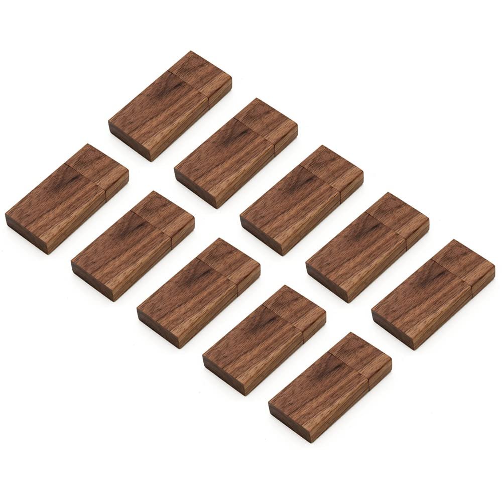 10 Pack USB Flash Drive Storage Stick ,Wood USB Disk Memory Stick (2.0 64GB, Walnut Wood)