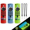 3 Pack Fire Stick Remote Cover, Glow in The Dark Remote Cover for 2021 Fire TV Stick 4K/Alexa Voice Remote 3rd Gen, Anti Slip Silicone Protective Case with Lanyard(Glow Blue & Glow Green & Red) view 1
