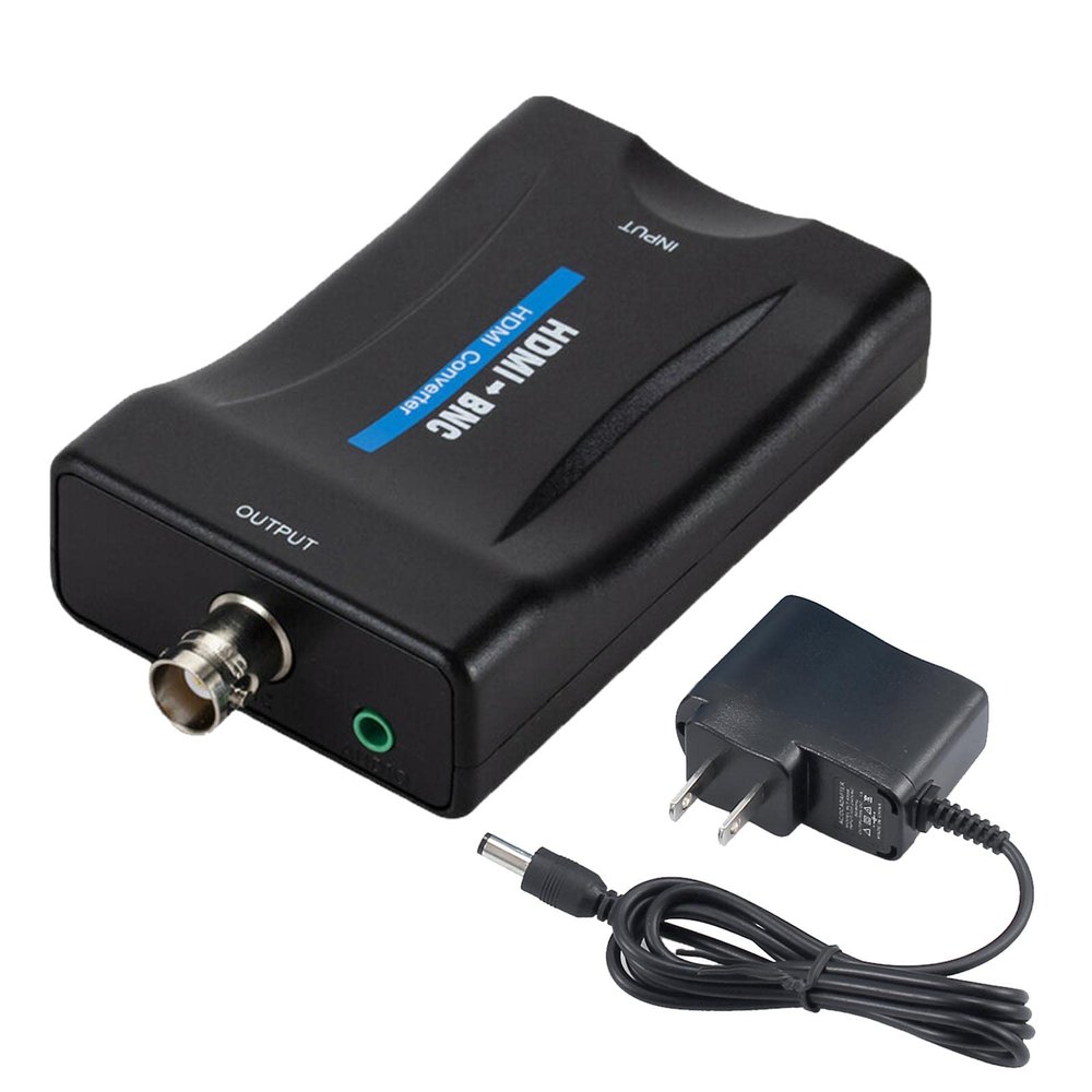 HDMI to BNC Converter Adapter - HD Digital Video in Female BNC Coax Connector Composite Box w/ 3.5mm Audio Out for PS3 PS5 DVD DVR Security Camera CVR CCTV Image Coaxial Analog CVBS Signal Monitor TV