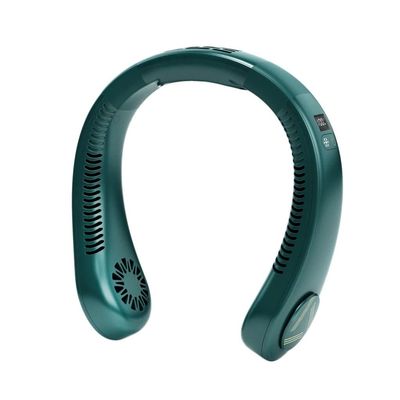 Neck Fans Portable Recargable USB Leafless Neck Fan Cooling Fan, Suitable for Office, Outdoor, Classroom, Travel (Color : Green)