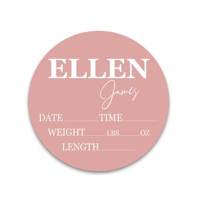 Birth Stat Sign Personalized for Newborn Baby | Solid Color Options | Crib & Nursery Decor, Photography Prop, Baby Shower Gifts, Gender Reveal, Pregnancy Announcement, Hickory Hollow Designs (Pink)