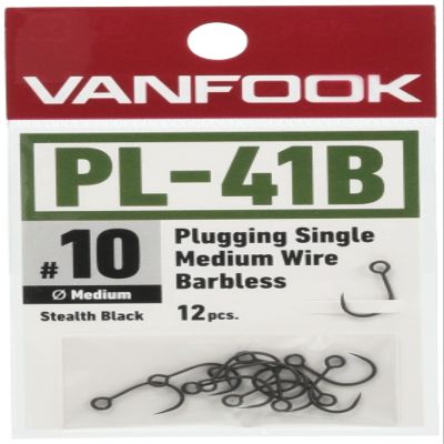 Vanfook 39634 Plugging Single Medium Wire Barbless PL-41B Stealth Black #6
