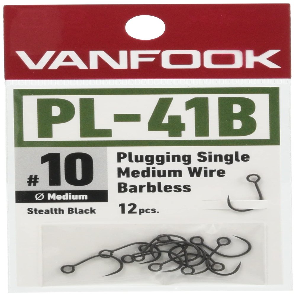 Vanfook 39634 Plugging Single Medium Wire Barbless PL-41B Stealth Black #6