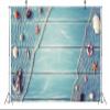 BELECO 5x4ft Fabric Nautical Backdrop Blue Wooden Wall Sailor Birthday Backdrop Fishing Net Steering Wheel Starfish Seashells Nautical Theme Baby Shower Birthday Party Decorations Studio Props view 4