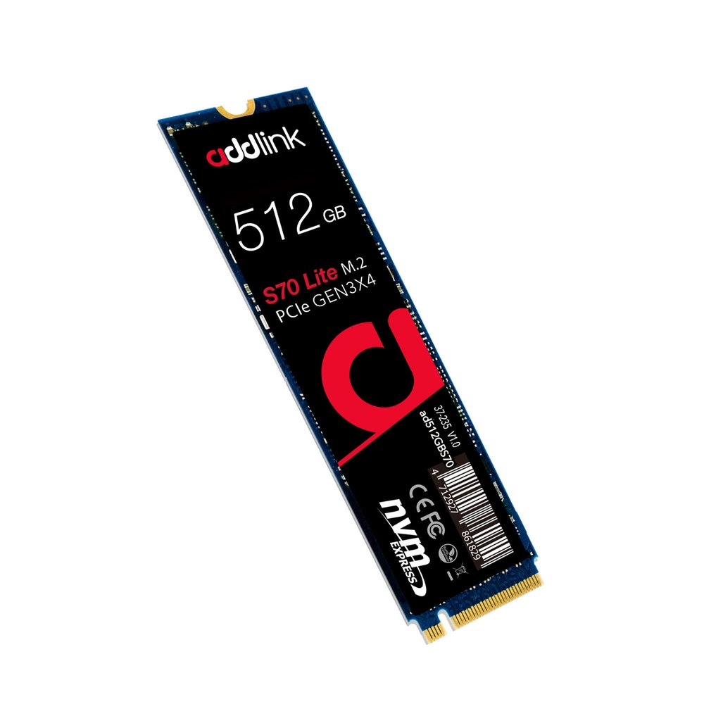 Addlink S70 Lite 512GB Ultra Durability Gaming SSD Maximum Speed 3000 MB/s Internal Solid State Hard Drive - M.2 2280 PCIe 3.0 NVMe Gen3X4 3D NAND SSD (ad512GBS70LTM2P)