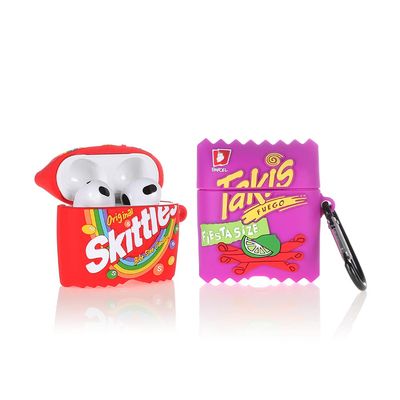 (2 Pack) BGAANM Cute Airpods 3 Cases Silicone Cover with Keychain, Cartoon Skin Design Headphones Charging Case Protective Cover Compatible for Airpods 3rd Generation (Skittles+Takis)