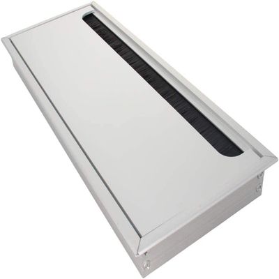 11.34"x4.25" (Base L x Base W) Desk Grommet Aluminum Alloy 288x108mm Cable Hole Cover Cord Desk Rectangle Grommets Arrange Wires Organizer for Home Office Desk Cable Cord White 1Pc,Aicosineg