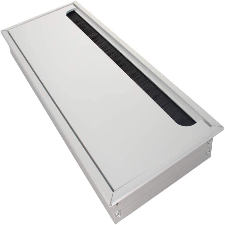 11.34"x4.25" (Base L x Base W) Desk Grommet Aluminum Alloy 288x108mm Cable Hole Cover Cord Desk Rectangle Grommets Arrange Wires Organizer for Home Office Desk Cable Cord White 1Pc,Aicosineg