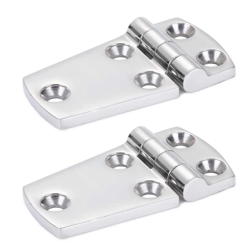 Atibin Hardware Steel Door Hinge Marine Polished Steel Boat Hinges Stainless Mount Deck Door Hinge Hatch SUS316 1.51 inch x 2.8 inch 2pcs