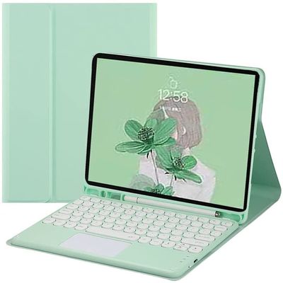 AnMengXinLing Galaxy Tab A8 10.5 Inch 2022 Keyboard Case with Touchpad,Ultra Thin Detachable Keyboard Leather Folio Smart Cover for Model A8 SM-X200 SM-X205, Mint Green