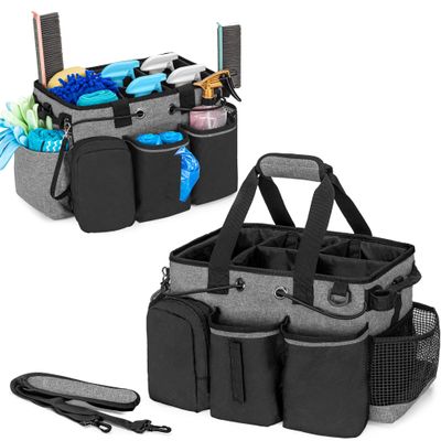 LoDrid Large Professional Cleaning Caddy with Detachable Divider, Black