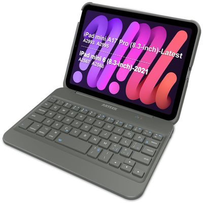 Arteck iPad mini A17 Pro (8.3-inch) Keyboard Case, Bluetooth Keyboard with Protection Shockproof Case for Apple 8.3-inch iPad mini A17 Pro