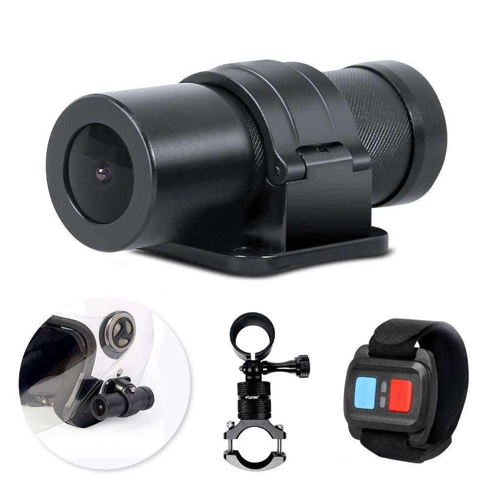 VSYSTO WiFi Helmet Camera with Remote Control for Bicycle Motorcycle, HD 1080P Waterproof 150 Wide Angle Lens Starlight Night Vision Bike Dash Camera Action Camera, G-sensor(Single Camea and Bracket)