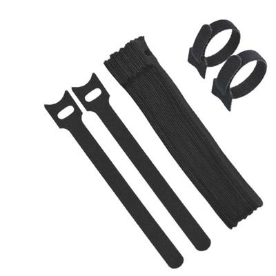 100PCS Fastening Cable Ties Reusable, Premium Adjustable Cord Ties, Microfiber Cloth Cable Management Straps Hook Loop Cord Organizer Wire Ties Reusable (Black Colors)
