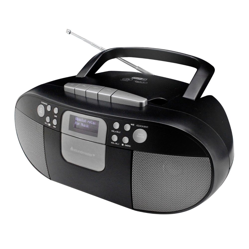 soundmaster SCD7800SW Boombox DAB+ CD MP3 Cassette Recorder with USB Alarm Clock Function Audio Book Function