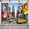 BELECO 6x4ft Fabric NYC Times Square Backdrop New York Travel Fashion Street Party Backdrop Taxi Buildings Bustling Scenery Background NYC Party Decorations Birthday Banner Portrait Photo Props view 4