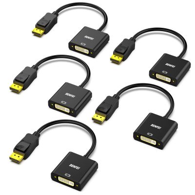 BENFEI DisplayPort to DVI DVI-D Single Link Adapter 5 Pack,Uni-Directional Display Port Computer to DVI Screen Converter 1080P 60Hz Male to Female Black Compatible for Lenovo, Dell, HP and Other
