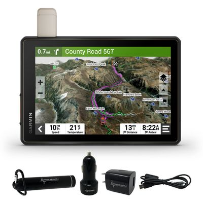 Wearable4U - Garmin Tread Overland, All-Terrain GPS Navigator 8 in, Rugged, Built in Mapping, Ultrabright Display with Power Pack Bundle