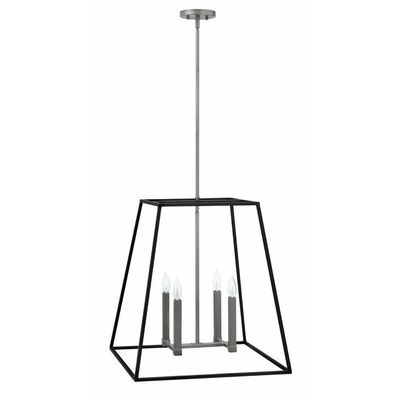 Bailey Street Home Modern Farmhouse Four Light Chandelier-Aged Zinc Finish Transitional Industrial Interior Hanging 81-Bel-3002247