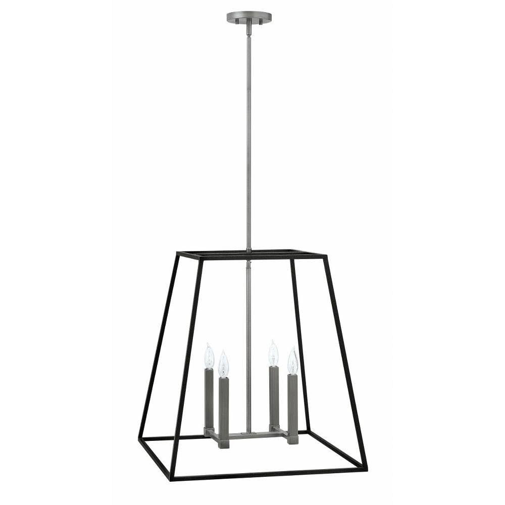 Bailey Street Home Modern Farmhouse Four Light Chandelier-Aged Zinc Finish Transitional Industrial Interior Hanging 81-Bel-3002247