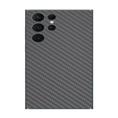 Decalrus - Protective Decal for The Samsung Galaxy S22 Ultra Cellphone Grey Carbon Fiber Skin Skins Decal Cover wrap CFsamsungGalaxyS22ultraGrey