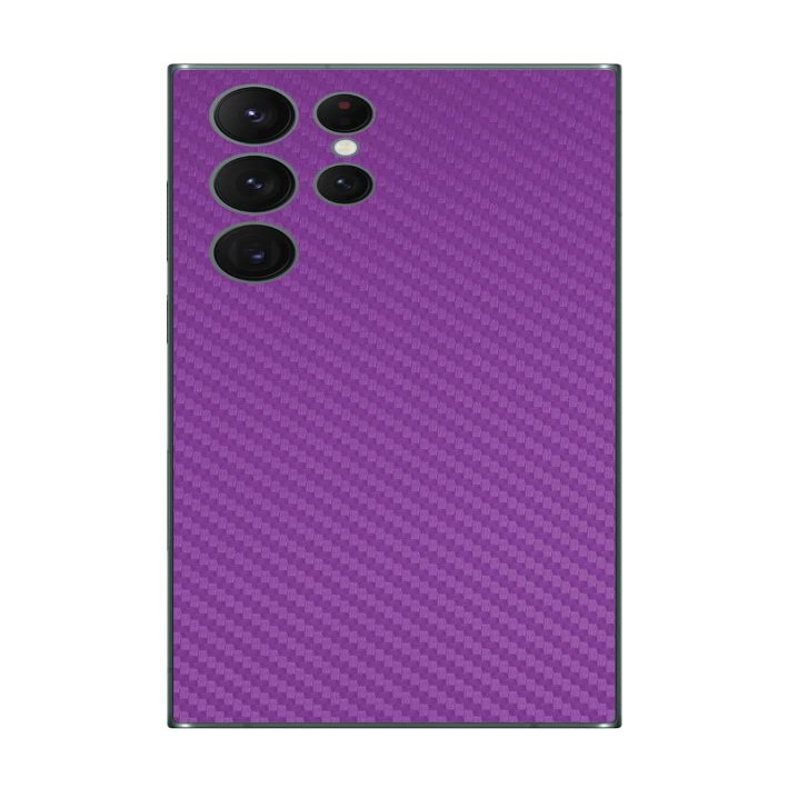 Decalrus - Protective Decal for The Samsung Galaxy S22 Ultra Cellphone Purple Carbon Fiber Skin Skins Decal Cover wrap CFsamsungGalaxyS22ultraPurple