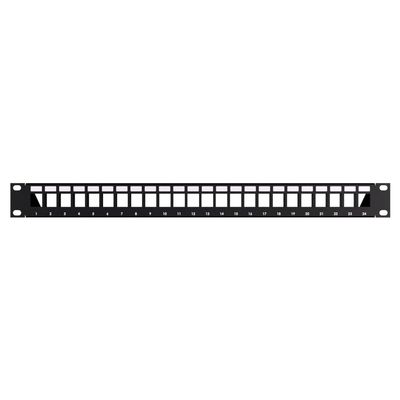 24-Port Modular Patch Panel,1U, Black, Shielded