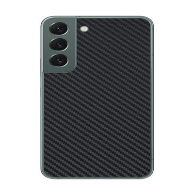 Decalrus - Protective Decal for The Samsung Galaxy S22 Cellphone Black Carbon Fiber Skin Skins Decal Cover wrap CFsamsungGalaxyS22Black