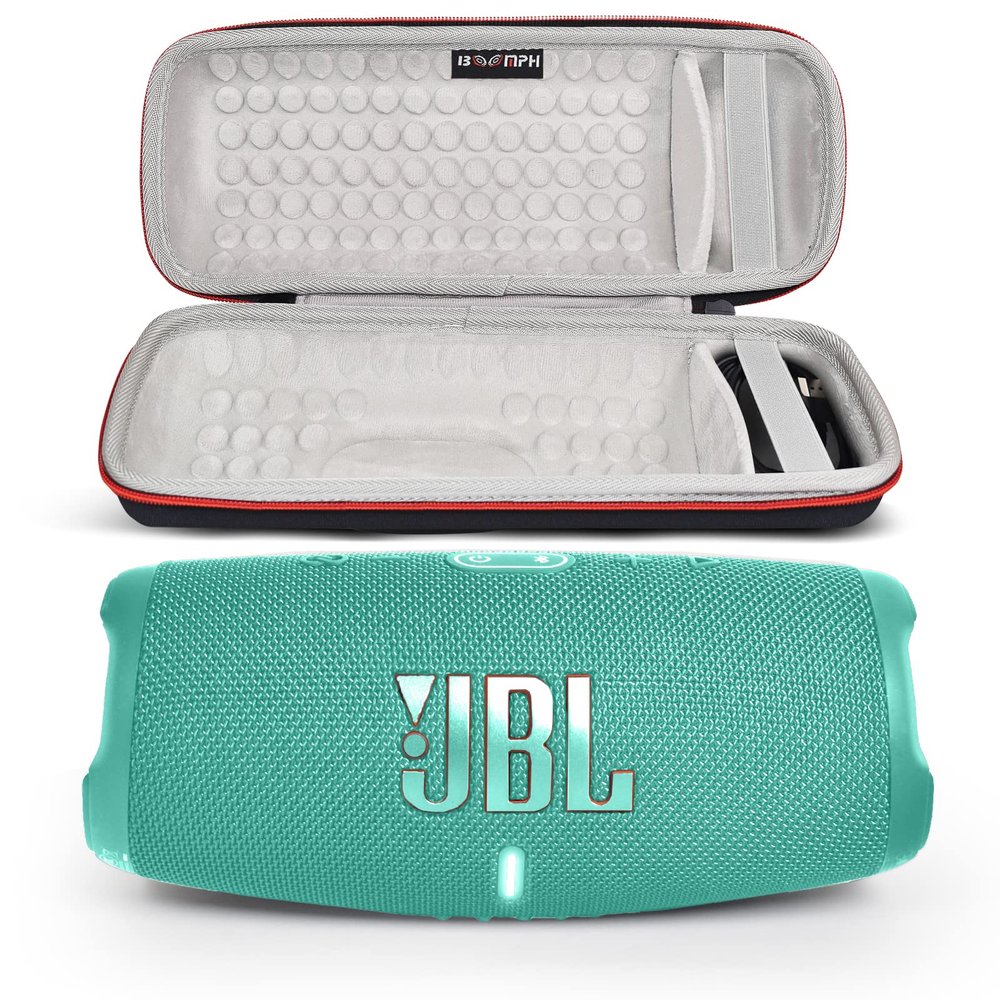 JBL Charge 5 Portable Waterproof Wireless Bluetooth Speaker Bundle with Portable Hard Carrying Protective Case - Teal