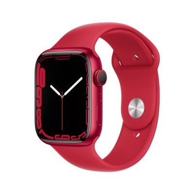 Apple Watch Series 7 (GPS + Cellular, 45mm) Red Aluminum Case with Red Sport Band (Renewed)