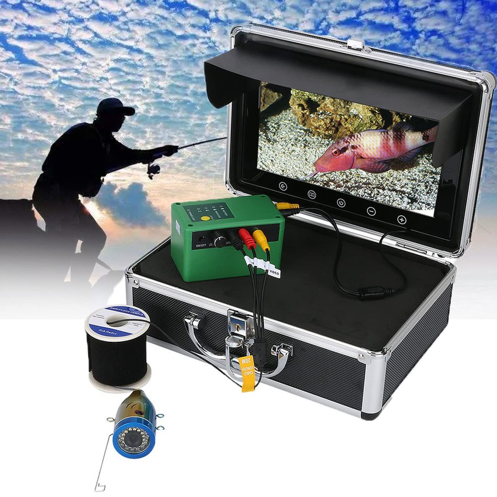 WZFANJIJ Underwater Fishing Camera, Ice Fishing Camera Portable Video Fish Finder,15pcs IR and 15pcs LED White Lights for Ice,Lake and Boat Fishing,50m