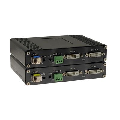 1080P Bidirectional DVI Fiber Extender, Uncompressed DVI Video Optical Transceiver Support RS232 GPIO and Bi-Di Stereo Audio, DVI to Fiber Converter DVI Over Fiber Single Mode 20km