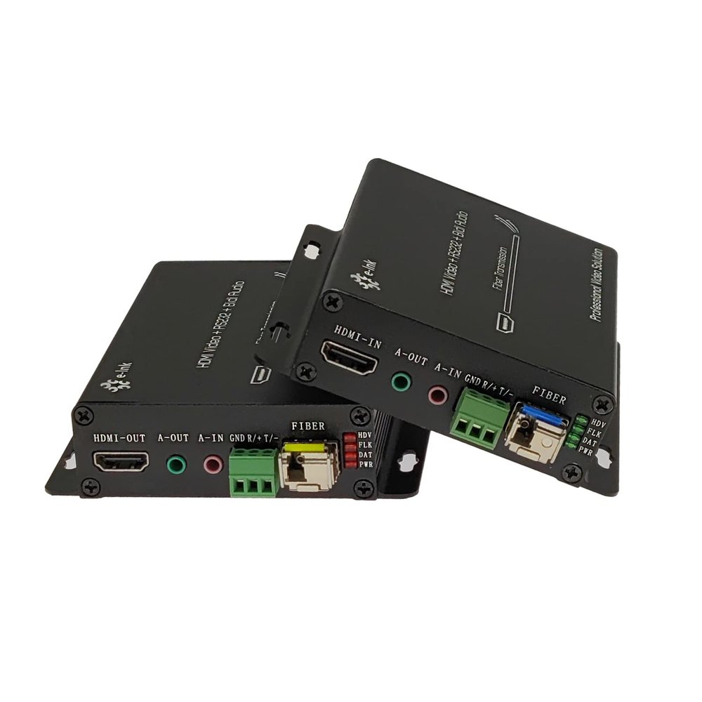 1080P HDMI Fiber Extender  Full HD Uncompressed HDMI to Fiber Converter Support RS232 and Bi-Di External Stereo Audio, HDMI Over Fiber Single Mode Up to 20km