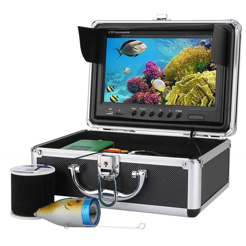 WZFANJIJ Underwater Fishing Camera, Ice Fishing Camera Portable Video Fish Finder, wiht 9 inch HD LCD Monitor 1200TVL Camera,15m