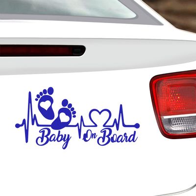 Vesvory 2pcs Baby on Board Sticker, Baby Foot Prints Stickers for car, Baby Safety Sign, Baby on Board Vinyl Sticker for Cars Waterproof Sunscreen car Window Bumper Stickers (Reflective Blue)
