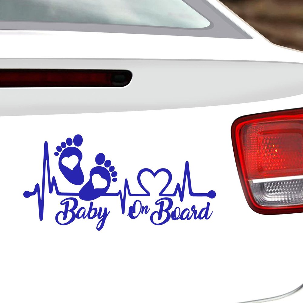 Vesvory 2pcs Baby on Board Sticker, Baby Foot Prints Stickers for car, Baby Safety Sign, Baby on Board Vinyl Sticker for Cars Waterproof Sunscreen car Window Bumper Stickers (Reflective Blue)