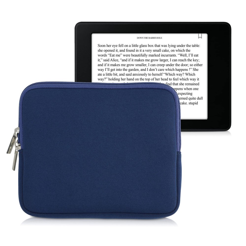 kwmobile Neoprene e-Reader Pouch Size 6,8-7" eReader - Universal eBook Sleeve Case with Zipper - Dark Blue