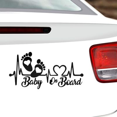 Vesvory 2pcs Baby on Board Sticker, Baby Foot Prints Stickers for car, Baby Safety Sign, Baby on Board Vinyl Sticker for Cars Waterproof Sunscreen car Window Bumper Stickers (Reflective Black)