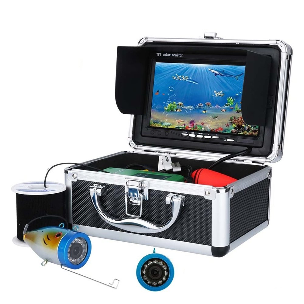 Fishfinder 7" Inch Underwater Fishing Video Camera Kit 12 PCS LED Infrared Lamp Lights Video Fish Finder Lake Under Water Fish Camera (Color : Black, Size : F007M-20M-IR)