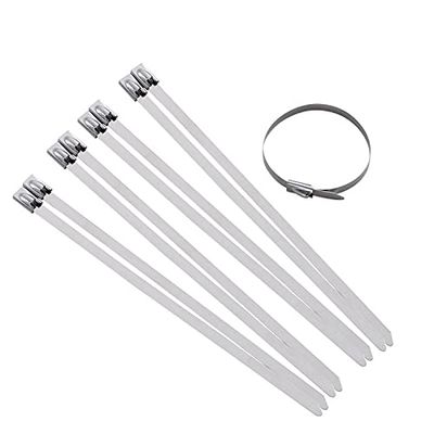 100PCS 7.9 * 100/200/250/300/350/400/500/600mm Stainless Steel Metal Cable Ties Tie Zip Wrap Exhaust Hetat Straps Induction Pipe (Color : 7.9mmx250mm)