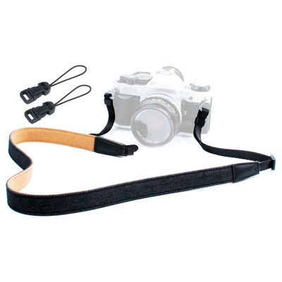 PIBIETTN Retro Film Camera Strap,Quick Release Adjustable Soft Vintage Camera Neck Strap for Women Men SLR DSLR Mirrorless Cameras Binoculars(Jeans Black)