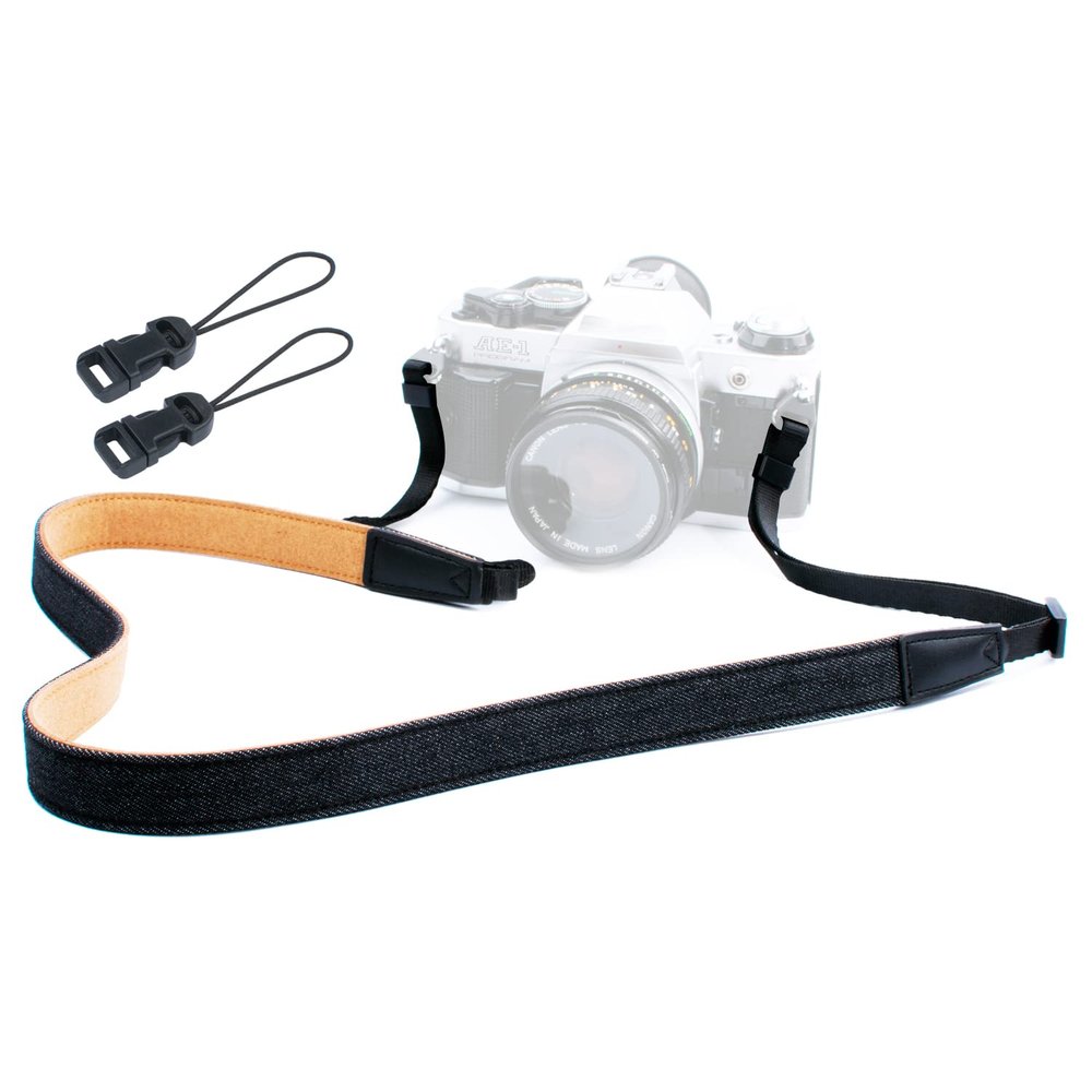 PIBIETTN Retro Film Camera Strap,Quick Release Adjustable Soft Vintage Camera Neck Strap for Women Men SLR DSLR Mirrorless Cameras Binoculars(Jeans Black)