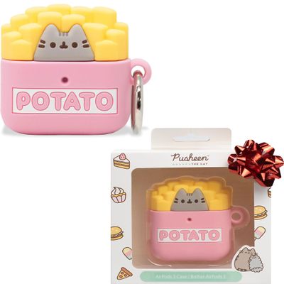 iFace x Pusheen The Cat [ Compatible with AirPods 3 only, Not for Pro3] Cute Case - Silicone Protective Cover [Carabiner Clip Included] [Wireless Charging Capable] - Potato (French Fries)