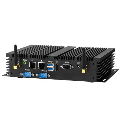 Kinupute Fanless Mini PC, Industrial Desktop Computer Core i5-4200U 1.6-2.6GHz, Windows 10 Pro, 8GB RAM, 256GB SSD, 2xNICs, 2xCOM RS232, 4xUSB 3.0, HDMI/VGA Ports, Support Auto Power On
