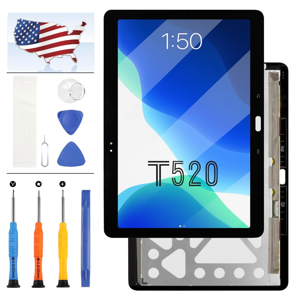 LCD Screen Replacement for Samsung Galaxy Pro T520 SM-T520 T525 SM-T525 LCD Display Matrix Touch Screen Digitizer Sensor Assembly Glass Repair Parts Kit with Free Tools (Black)