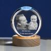 3D Crystal Photo - 3D Crystal Picture Engraved Sphere Ball, Personalized Engraved Heart Crystal, Customized Memorial Anniversary 3D picture with light Gifts (Large Sphere ball, White light base) view 4