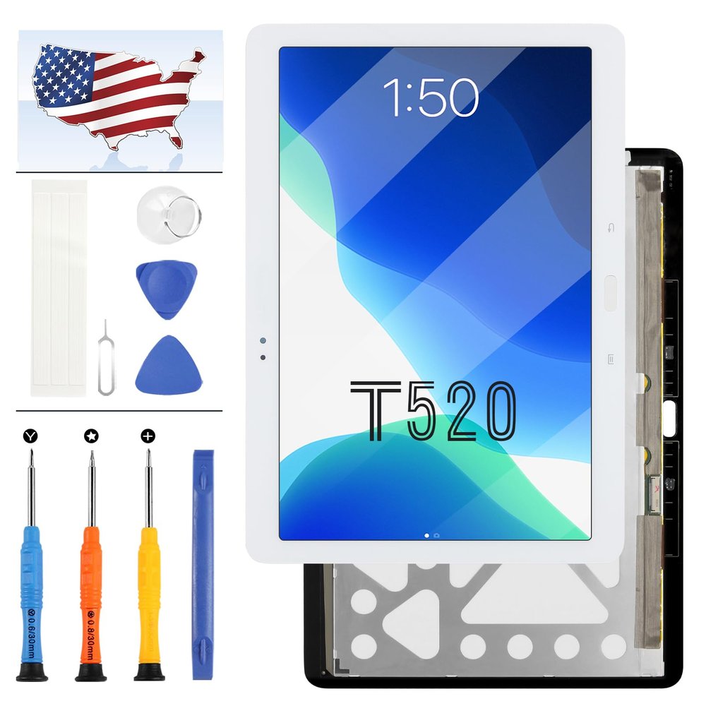 LCD Screen Replacement for Samsung Galaxy Pro T520 SM-T520 T525 SM-T525 LCD Display Matrix Touch Screen Digitizer Sensor Assembly Glass Repair Parts Kit with Free Tools (White)