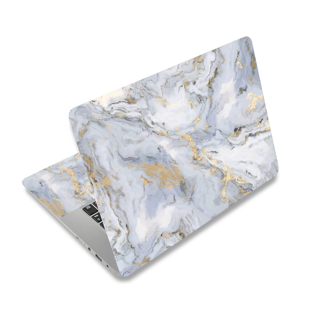 AIMSA Laptop Skin Sticker Decal, 12 13 13.3 14 15 15.4 15.6 inch Laptop Art Decal Protector Notebook Netbook PC 15.6" Universal Vinyl Cover, Grey Gold Marble