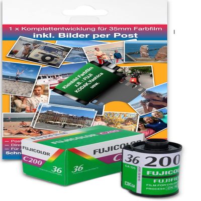 FUJICOLOR C200 Small Picture Film for up to 36 Images Including Complete Development of The Pictures by Letter Post in The Postcards Size 10 x 15 cm If You Want The Image Data via WE Transfer.