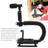 Handheld Video Camera Stabilizer, Portable U Shaped Bracket with LED Light Microphone, Prevent Shaking When, for SLR Camera, Mobile Phone, Digital Camera, Video Recorder view 2